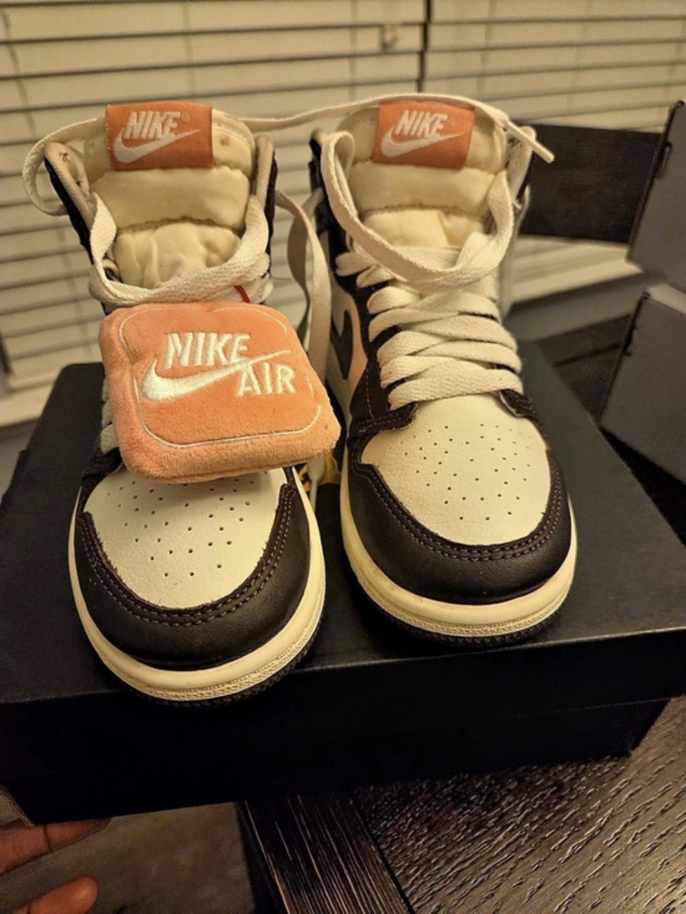 Nike Air Jordan 1 High Top Sneakers Brown & Cream Girls US 13C
